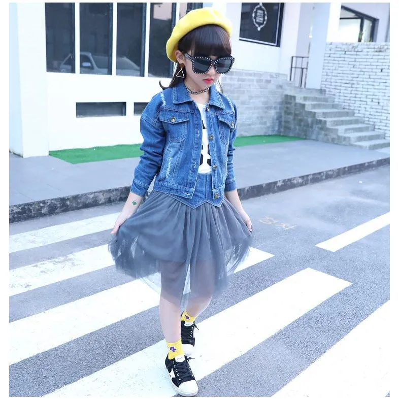 Girls Denim Jacket   Denim Tulle Skirt - ONLY 2 LEFT !!!