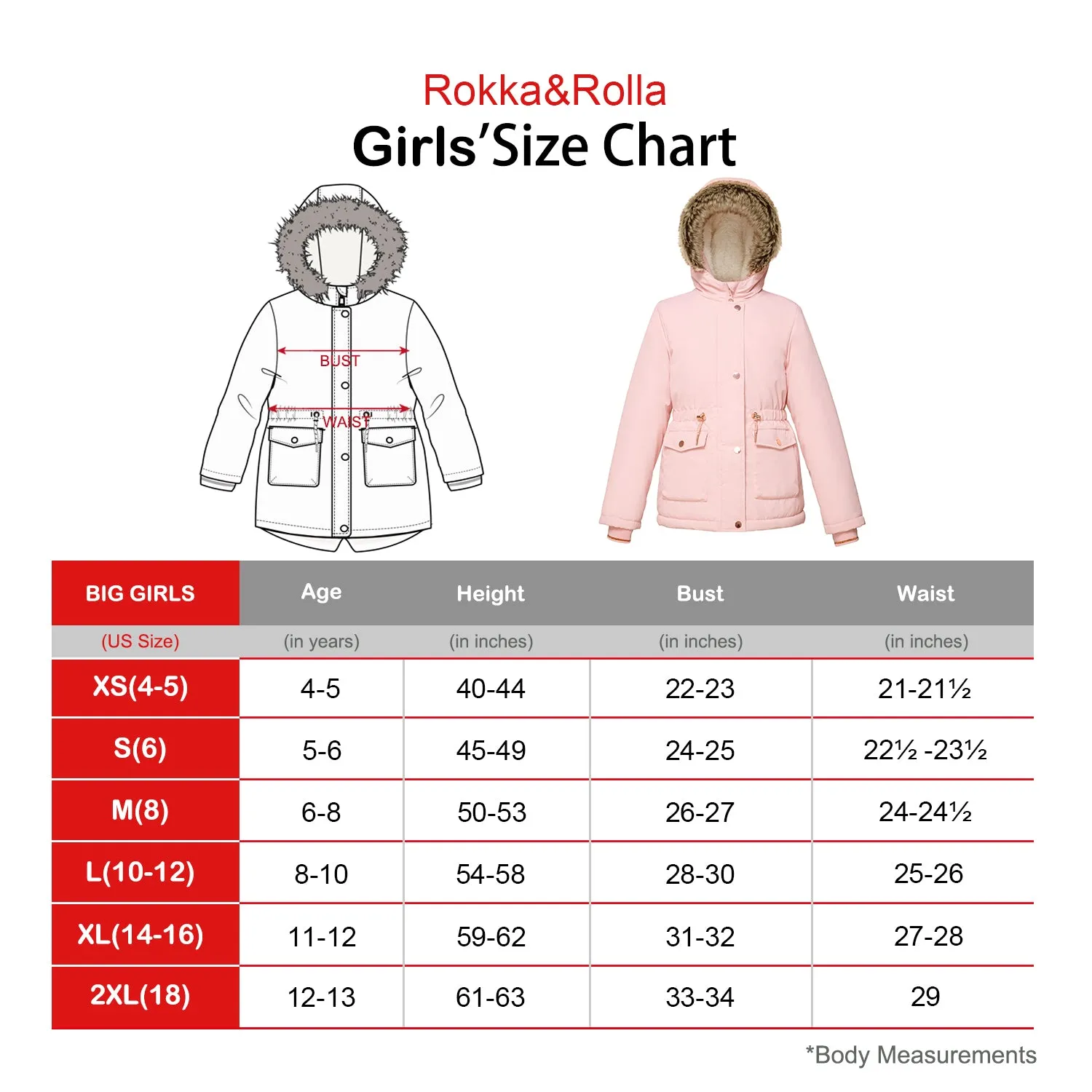 Girls' Water-Resistant Sherpa Fleece Lined Puffer Jacket Winter Parka Coat