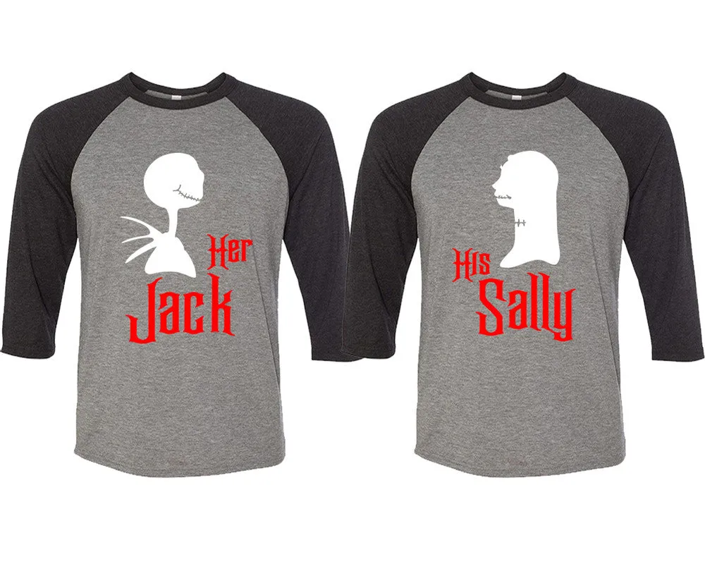 Her Jack His Sally Couple Baseball T Shirts, Matching Couple Baseball Shirts.