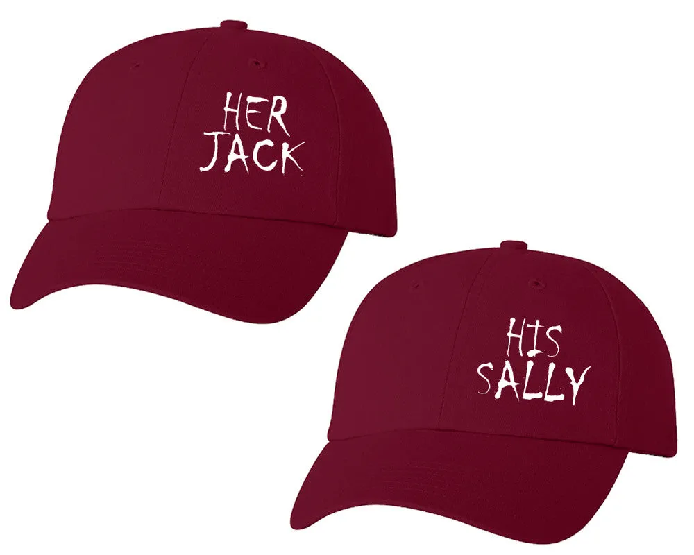 Her Jack His Sally Couple Matching Baseball Caps, Couple Baseball Hats