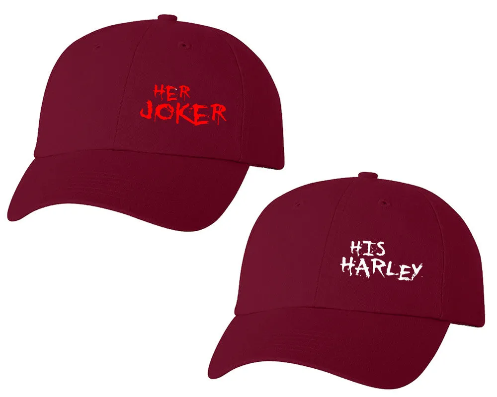 Her Joker His Harley Couple Matching Baseball Caps, Couple Baseball Hats