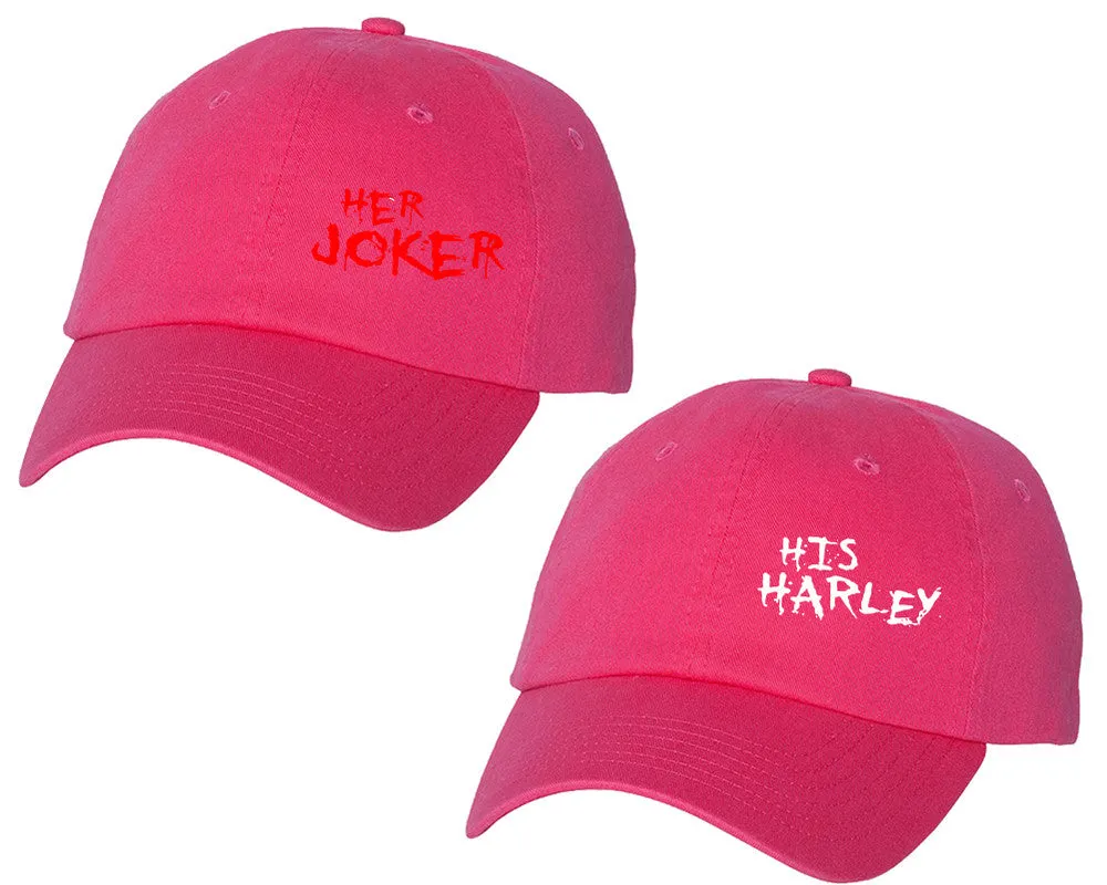 Her Joker His Harley Couple Matching Baseball Caps, Couple Baseball Hats