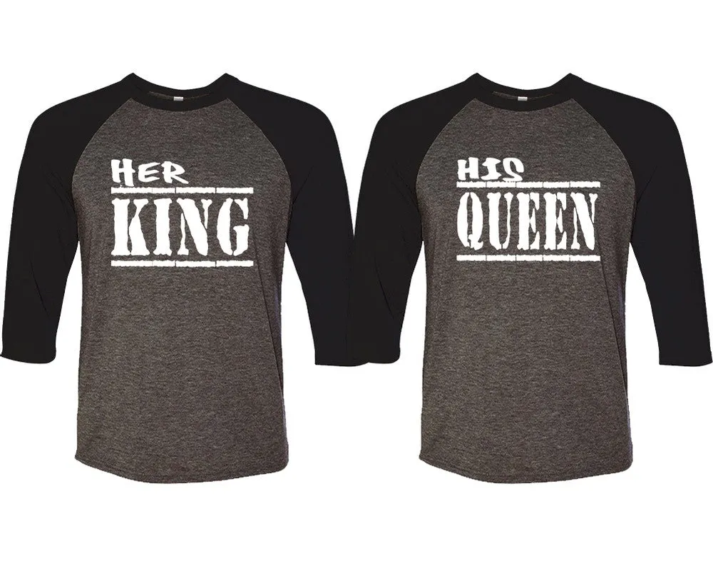 Her King His Queen Couple Matching Baseball T Shirts