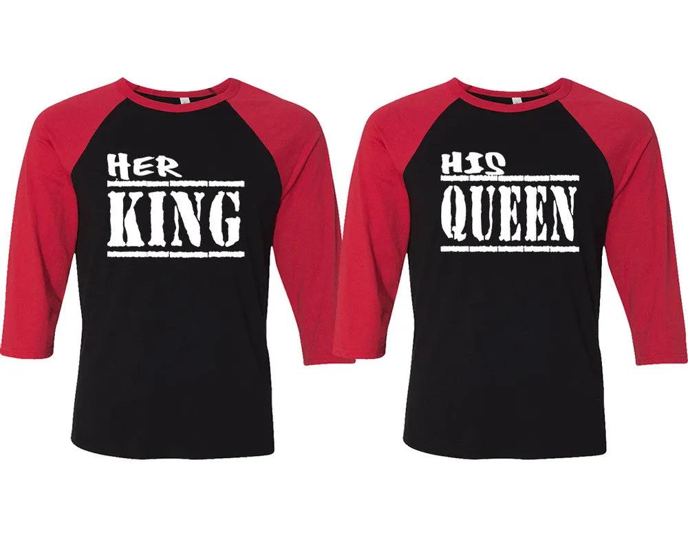 Her King His Queen Couple Matching Baseball T Shirts