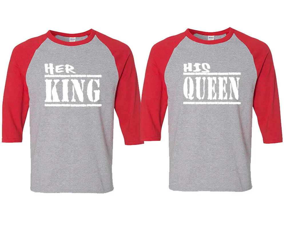 Her King His Queen Couple Matching Baseball T Shirts