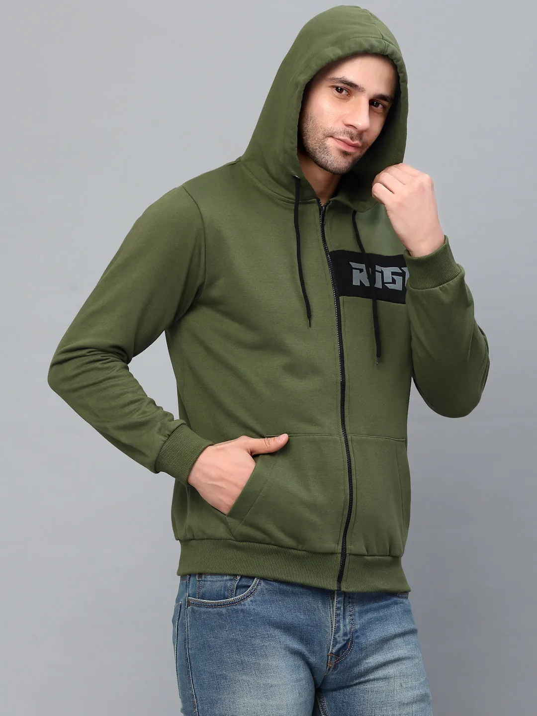 Hooded Printed Fleece Jacket