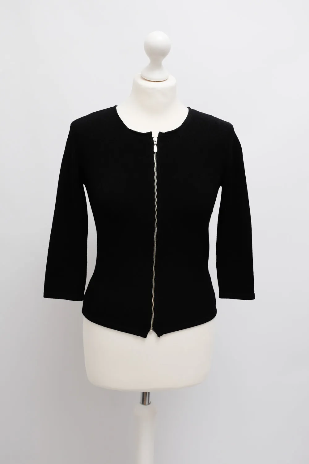 ITALY BLACK SLIM VINTAGE ZIP CARDIGAN