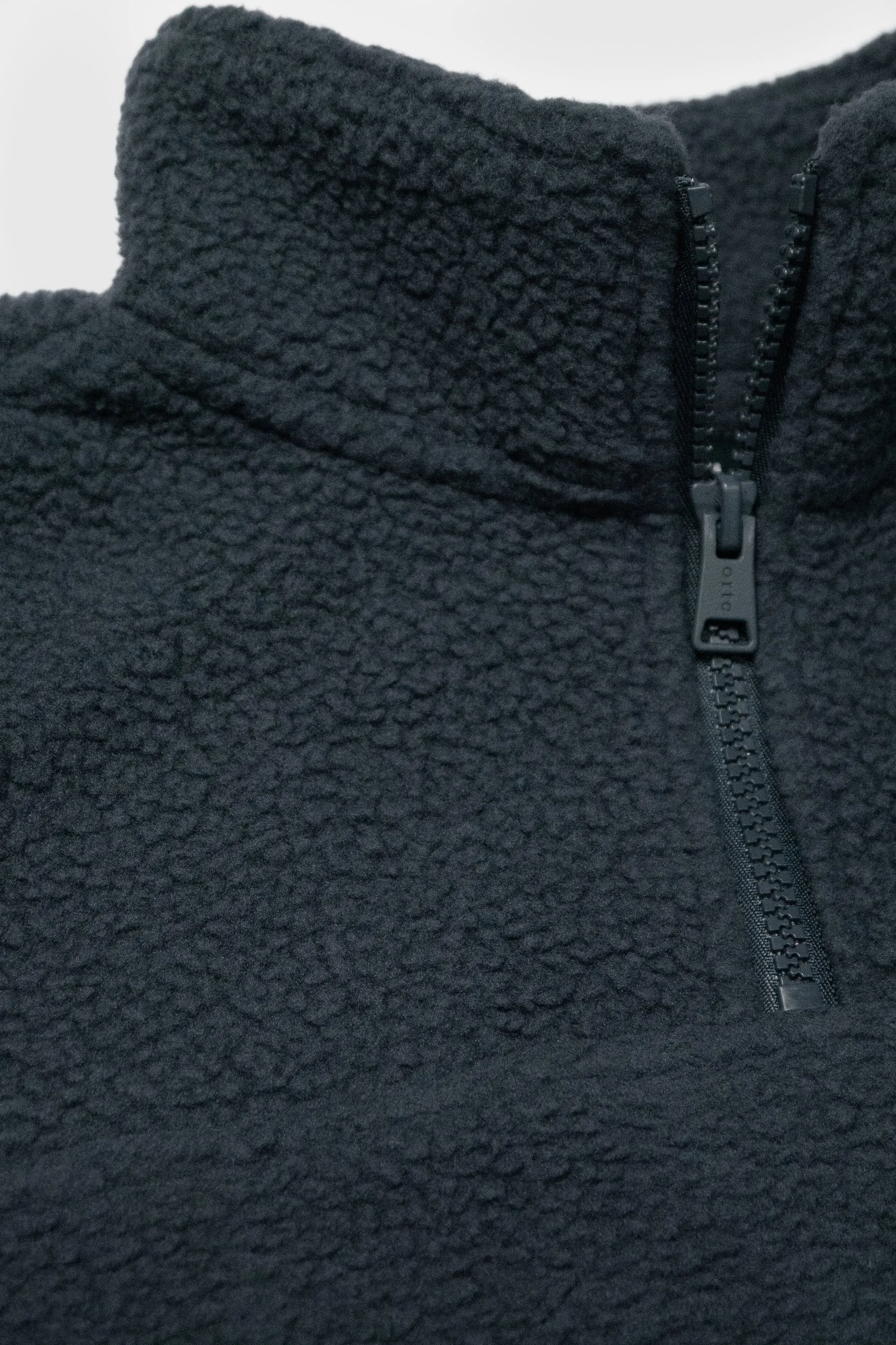 Jnr Sherpa Fleece Quarter Zip Washed Black