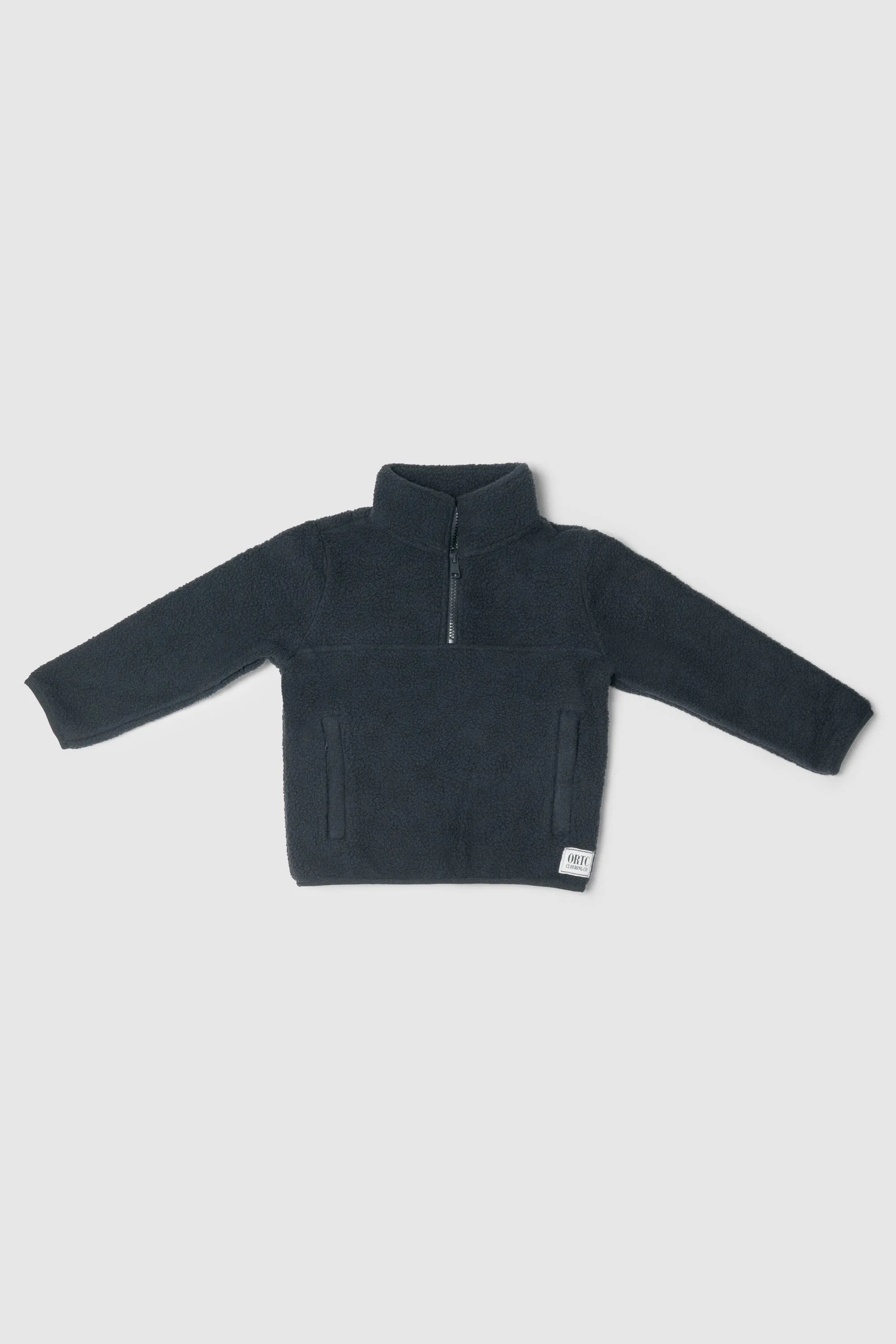 Jnr Sherpa Fleece Quarter Zip Washed Black