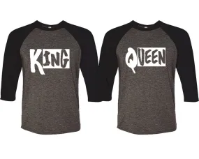 King Queen Couple Matching Baseball T Shirts