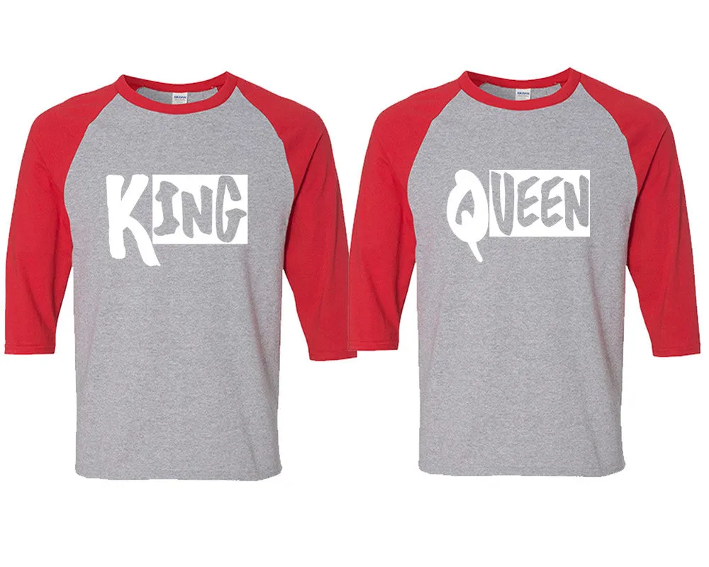 King Queen Couple Matching Baseball T Shirts