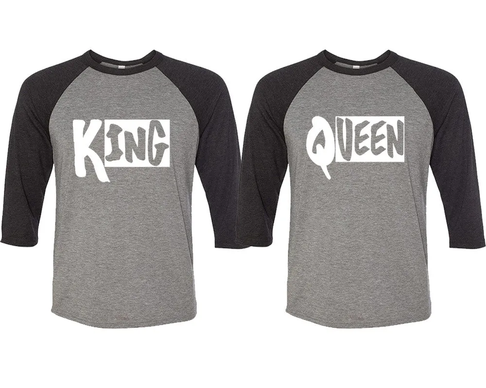 King Queen Couple Matching Baseball T Shirts