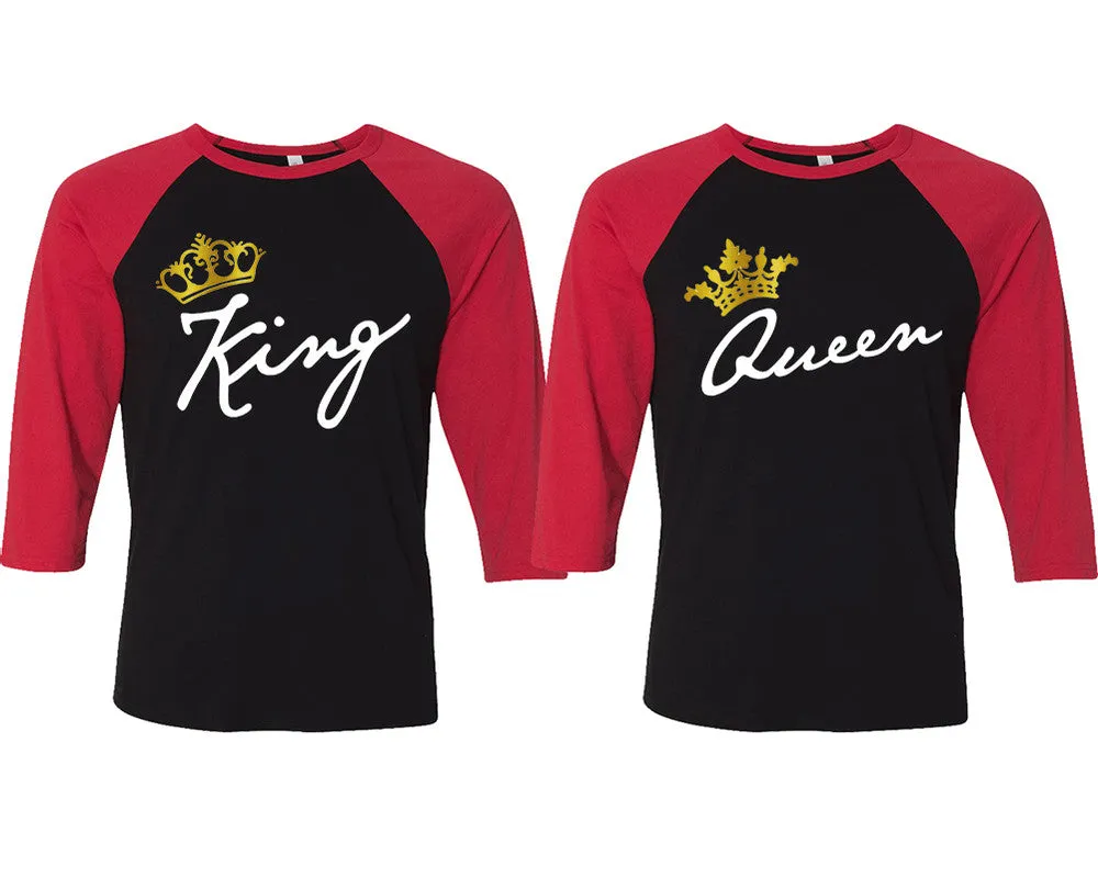 King Queen Couple Matching Baseball T Shirts