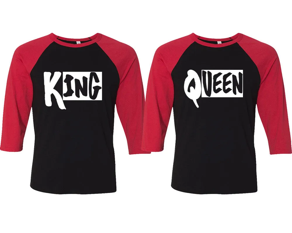 King Queen Couple Matching Baseball T Shirts