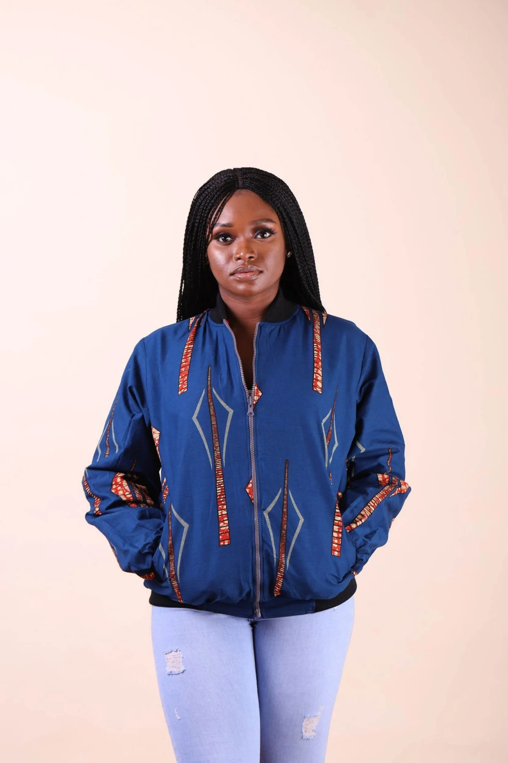 KWESSAN Unisex Reversible African Print Bomber Jacket