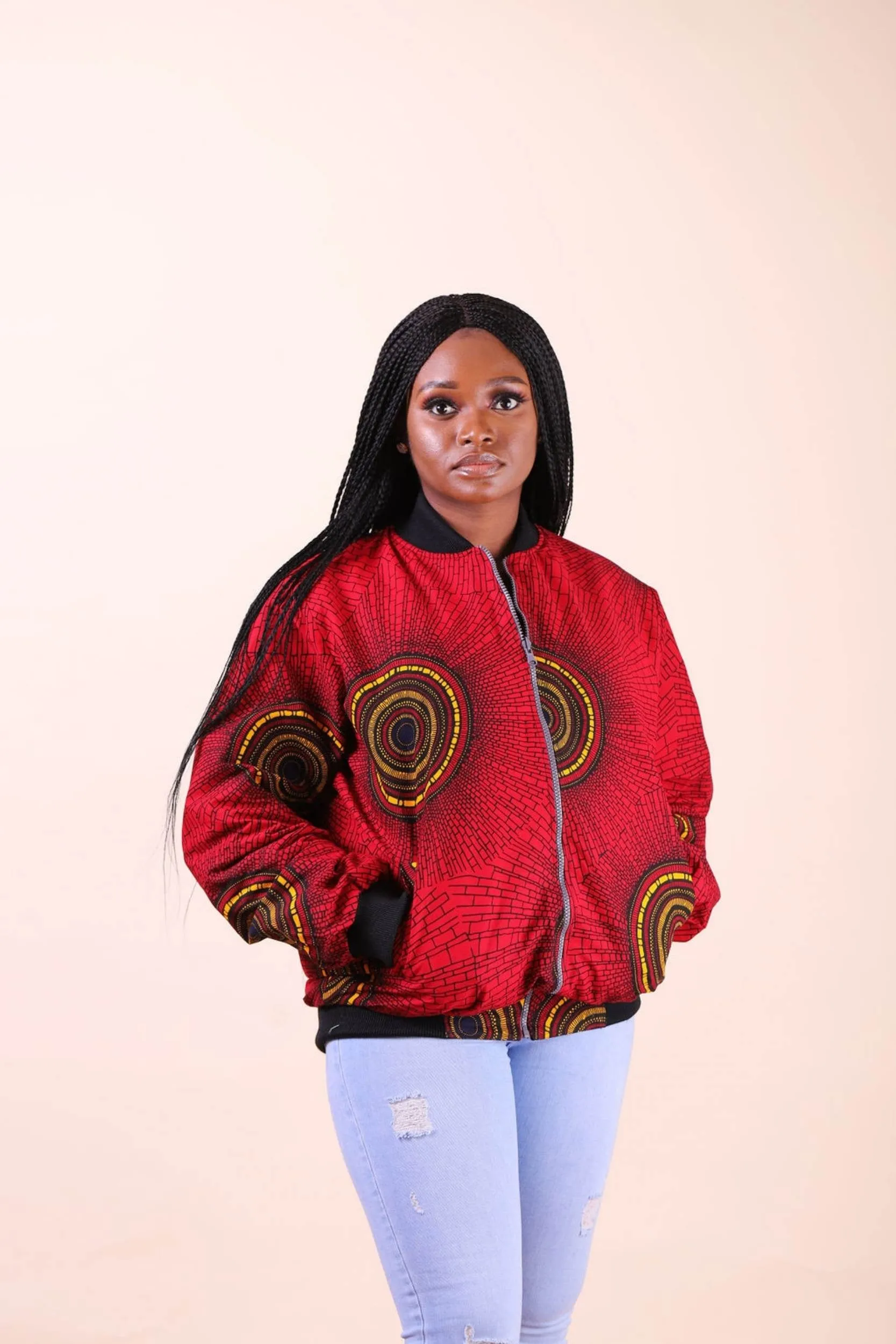 KWESSAN Unisex Reversible African Print Bomber Jacket