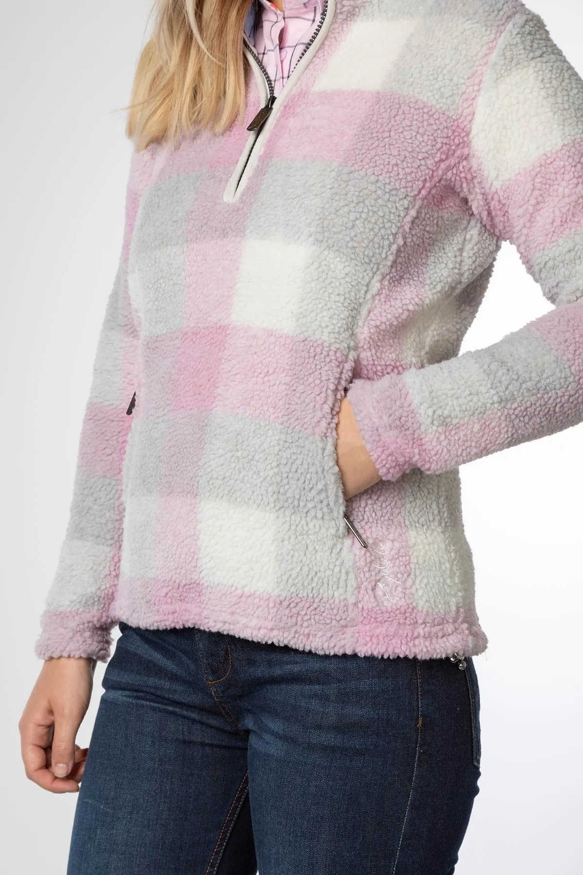 Ladies Sherpa Fleece Checked Jumper - Fimber