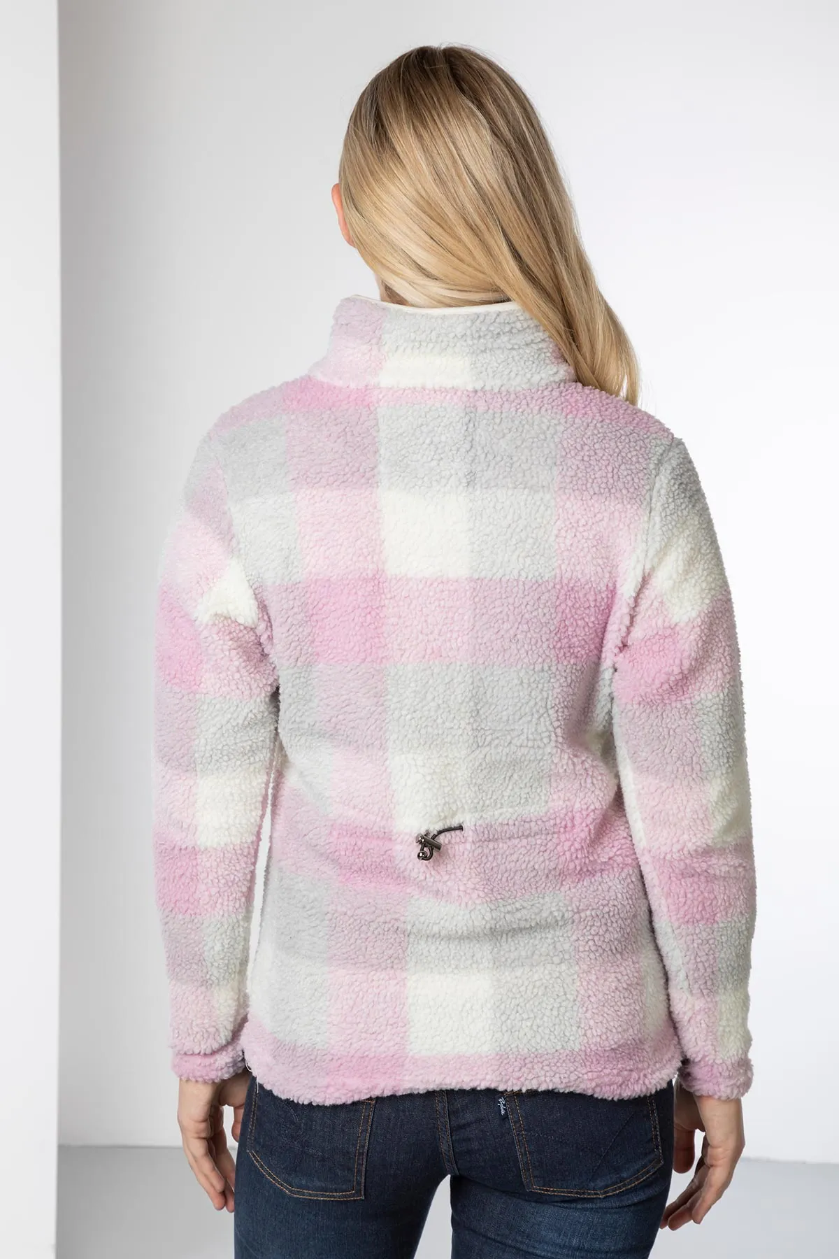 Ladies Sherpa Fleece Checked Jumper - Fimber