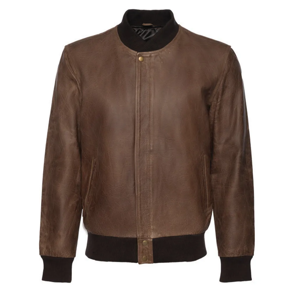 Levi Brown Oiled leather Bomber jacket