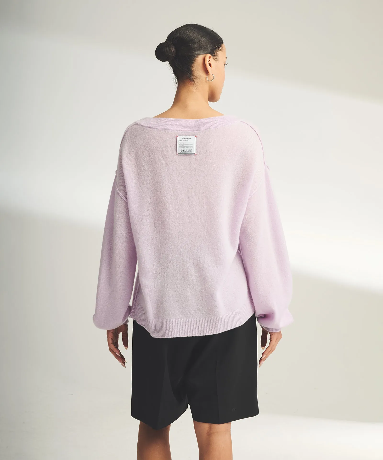 Lightweight Reversible Cashmere Wide Neck Sweater