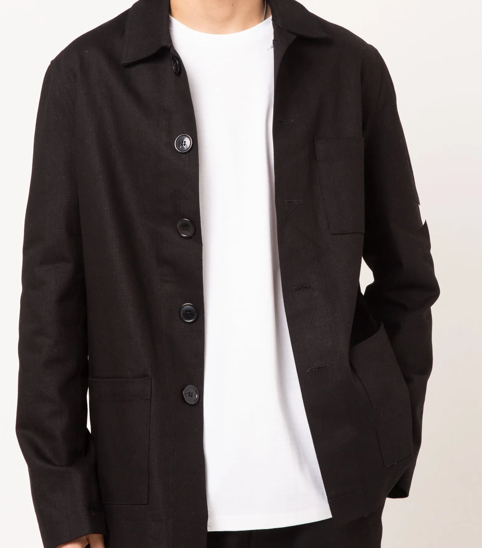 Mens Lightweight Organic Twill Medgar Jacket in Black.