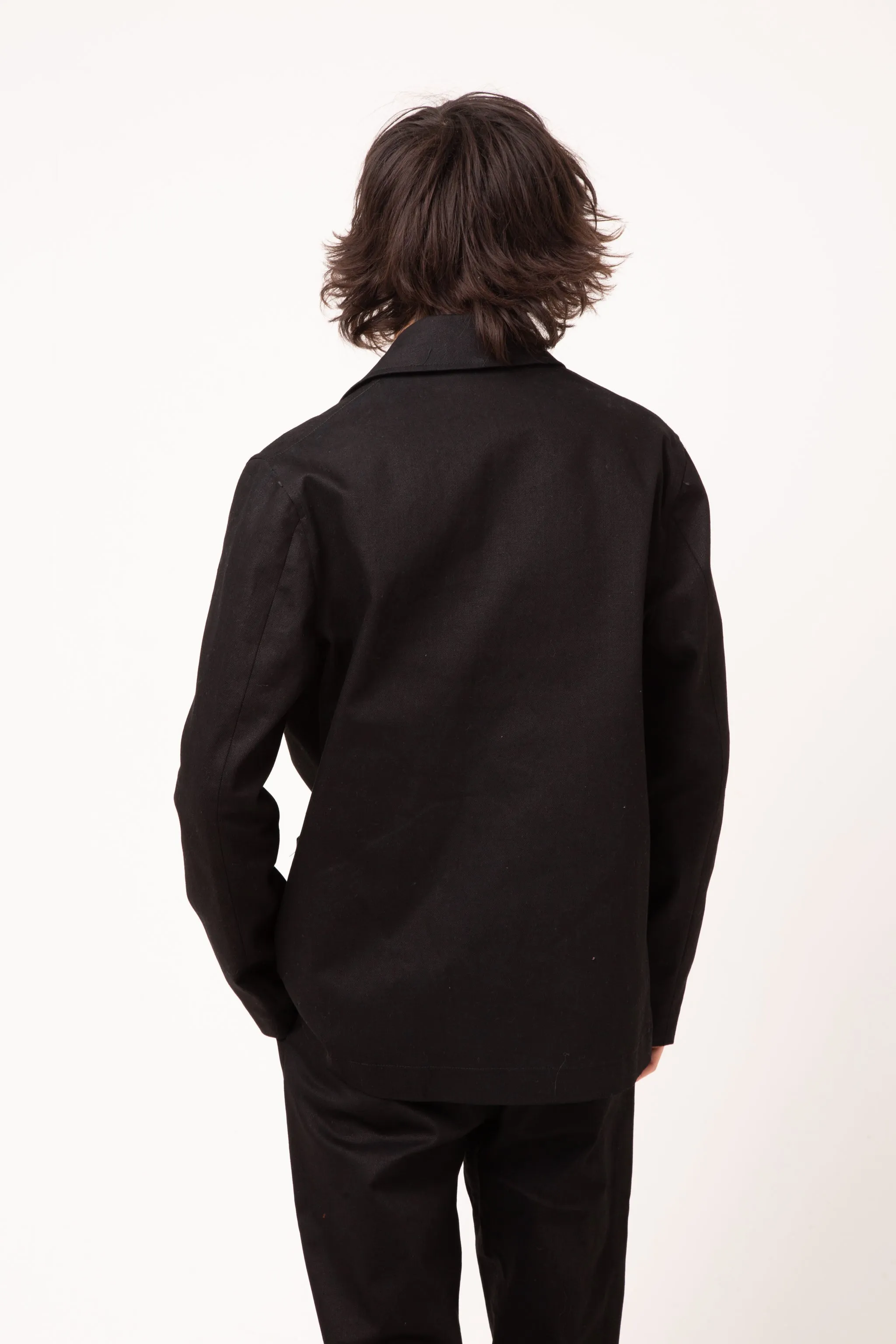 Mens Lightweight Organic Twill Medgar Jacket in Black.