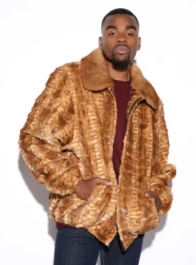 Men's Mink Fur Bomber Jacket with Full Skin Mink Fur Collar