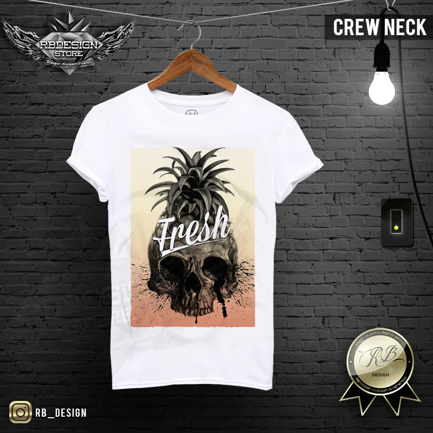 Men's Pineapple Skull T-shirt Summer Fresh Slogan Tank Top MD486