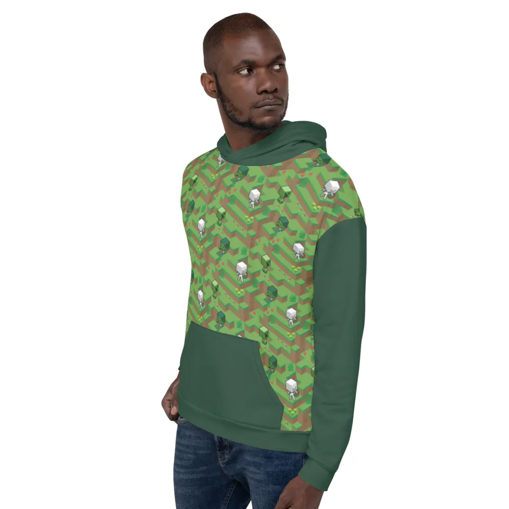 Minecraft Creeper, Zombie, and Skeleton Adult Pullover Hoodie