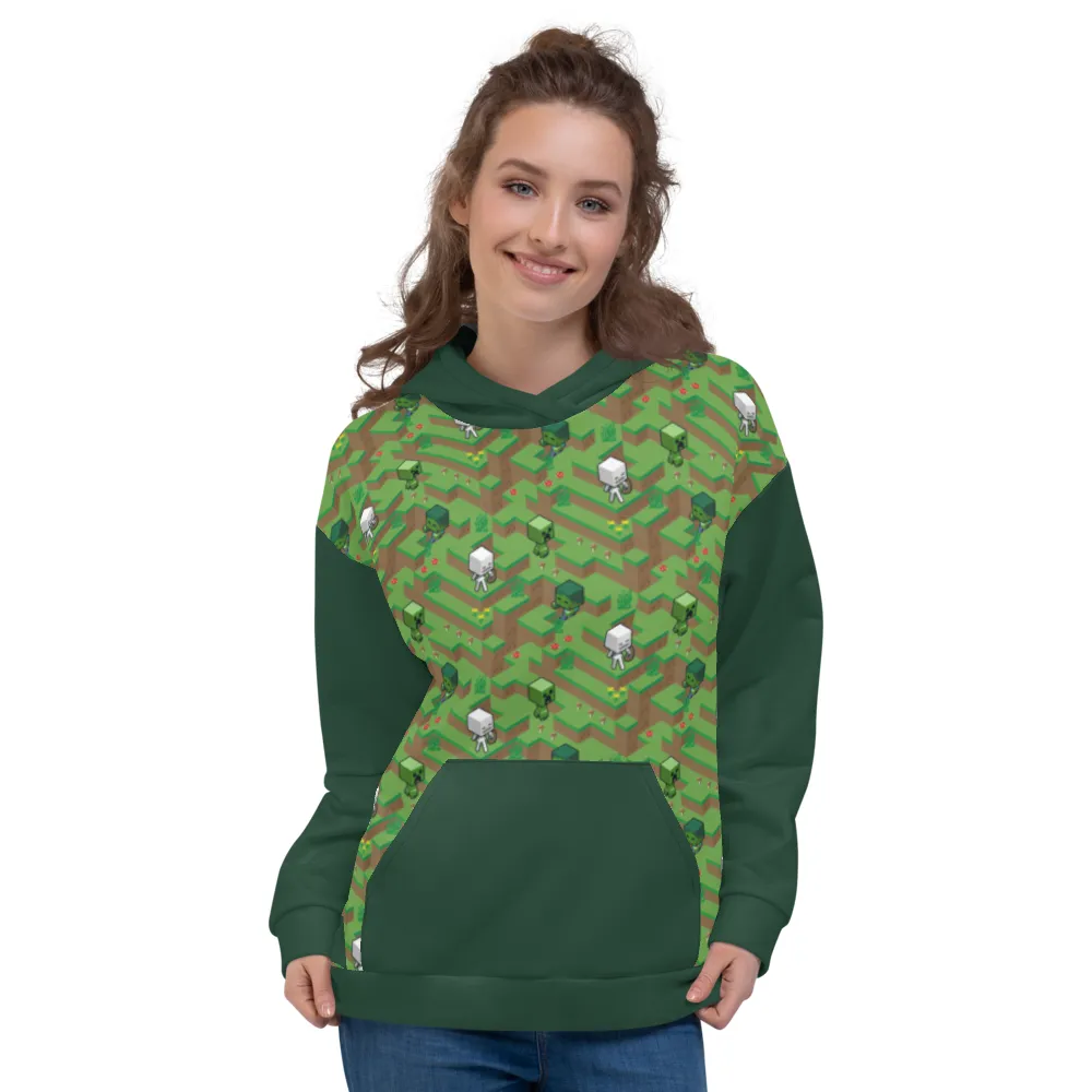 Minecraft Creeper, Zombie, and Skeleton Adult Pullover Hoodie