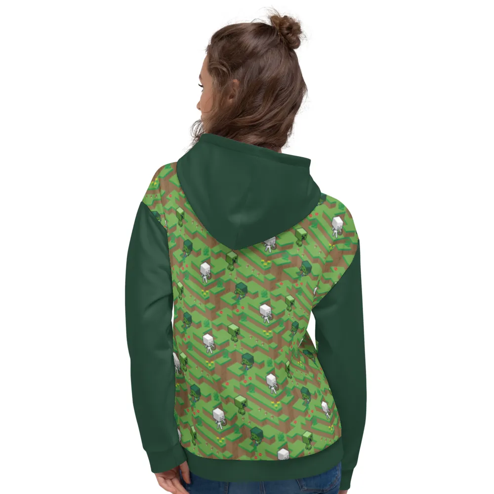 Minecraft Creeper, Zombie, and Skeleton Adult Pullover Hoodie