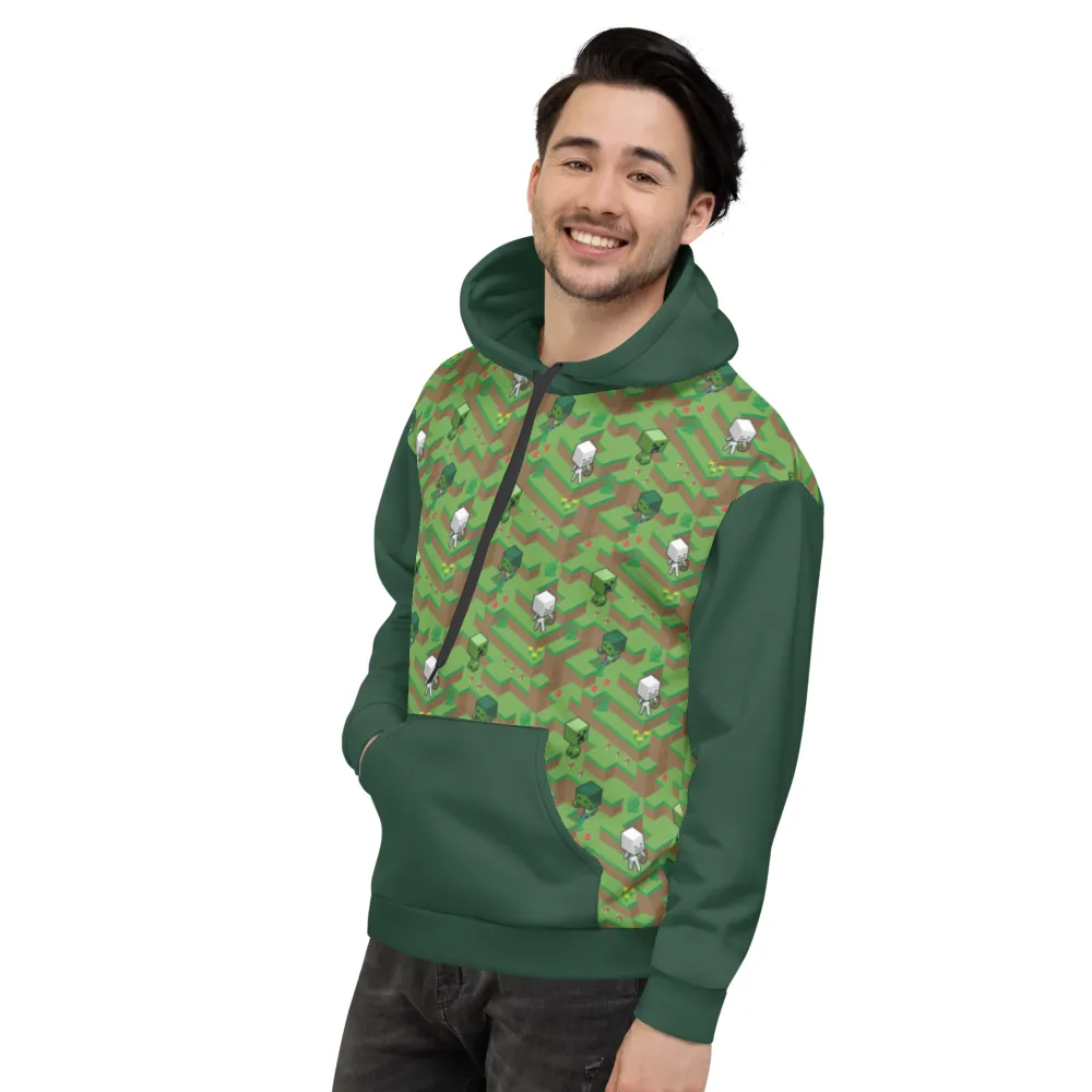 Minecraft Creeper, Zombie, and Skeleton Adult Pullover Hoodie