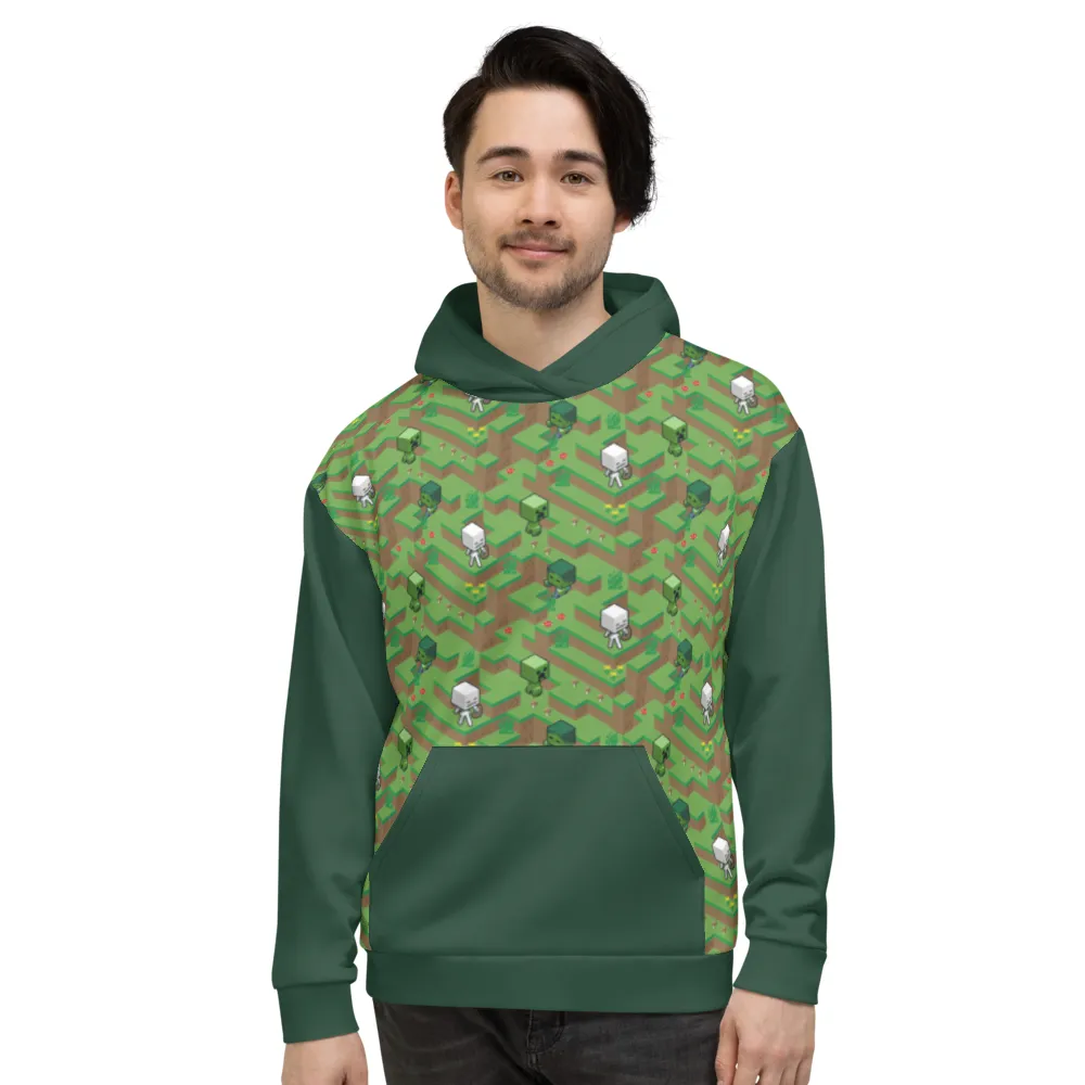 Minecraft Creeper, Zombie, and Skeleton Adult Pullover Hoodie