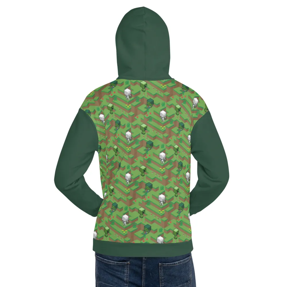 Minecraft Creeper, Zombie, and Skeleton Adult Pullover Hoodie