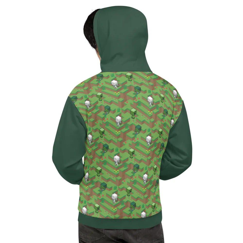 Minecraft Creeper, Zombie, and Skeleton Adult Pullover Hoodie