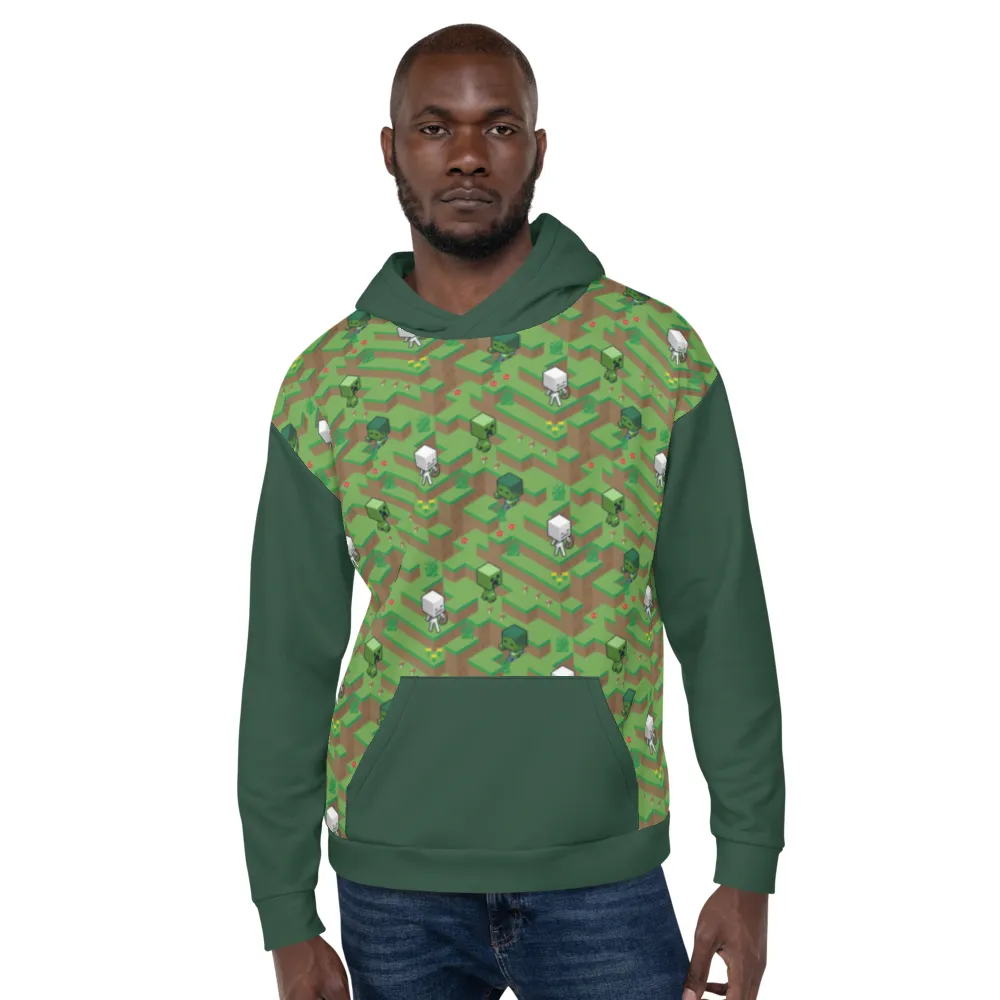 Minecraft Creeper, Zombie, and Skeleton Adult Pullover Hoodie