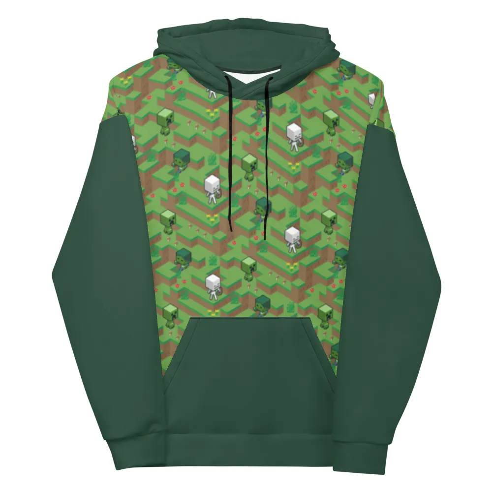 Minecraft Creeper, Zombie, and Skeleton Adult Pullover Hoodie