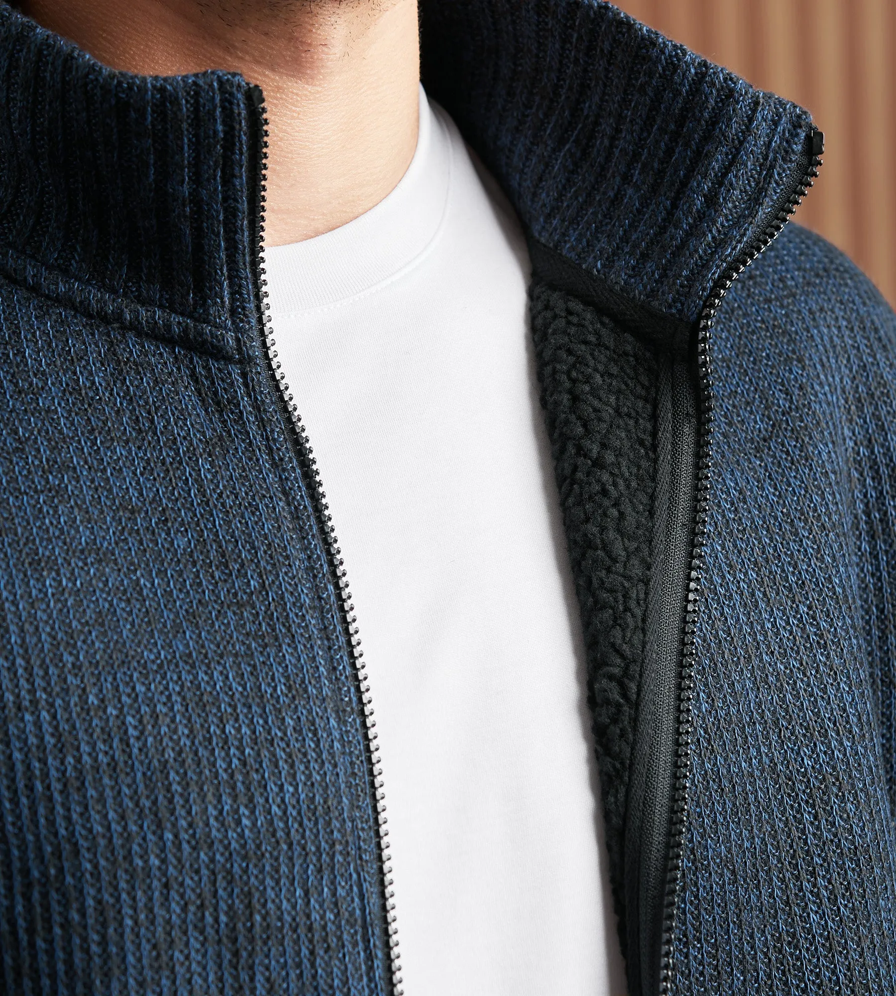 Modern Fit Mixed Yarn Sweater Jacket