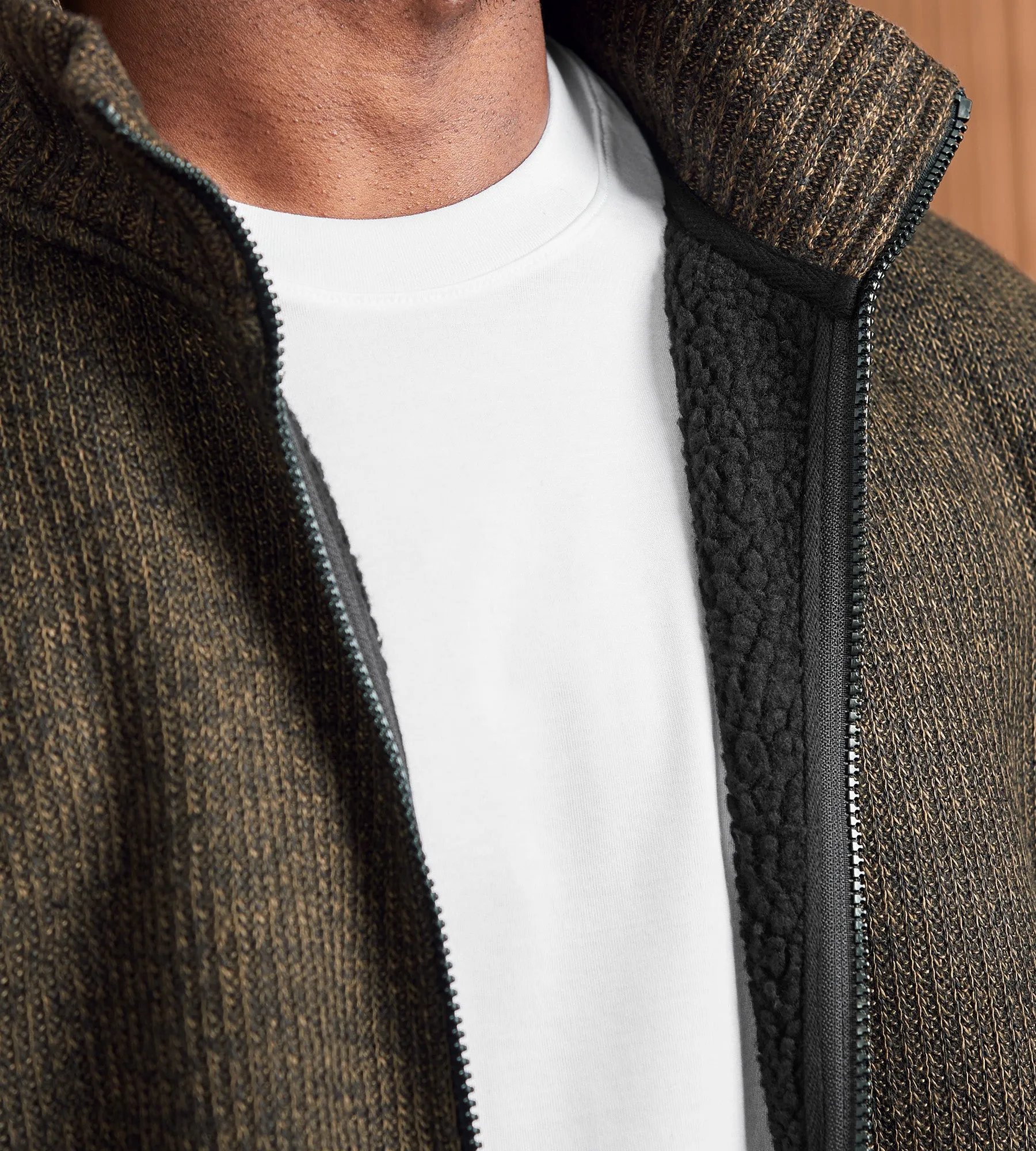 Modern Fit Mixed Yarn Sweater Jacket