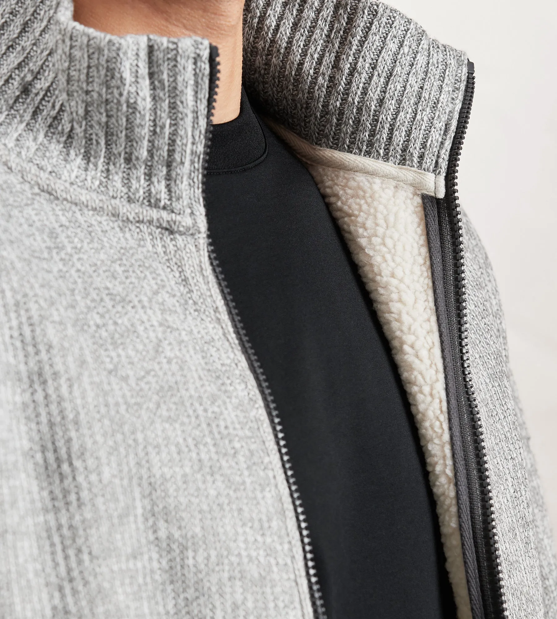 Modern Fit Mixed Yarn Sweater Jacket