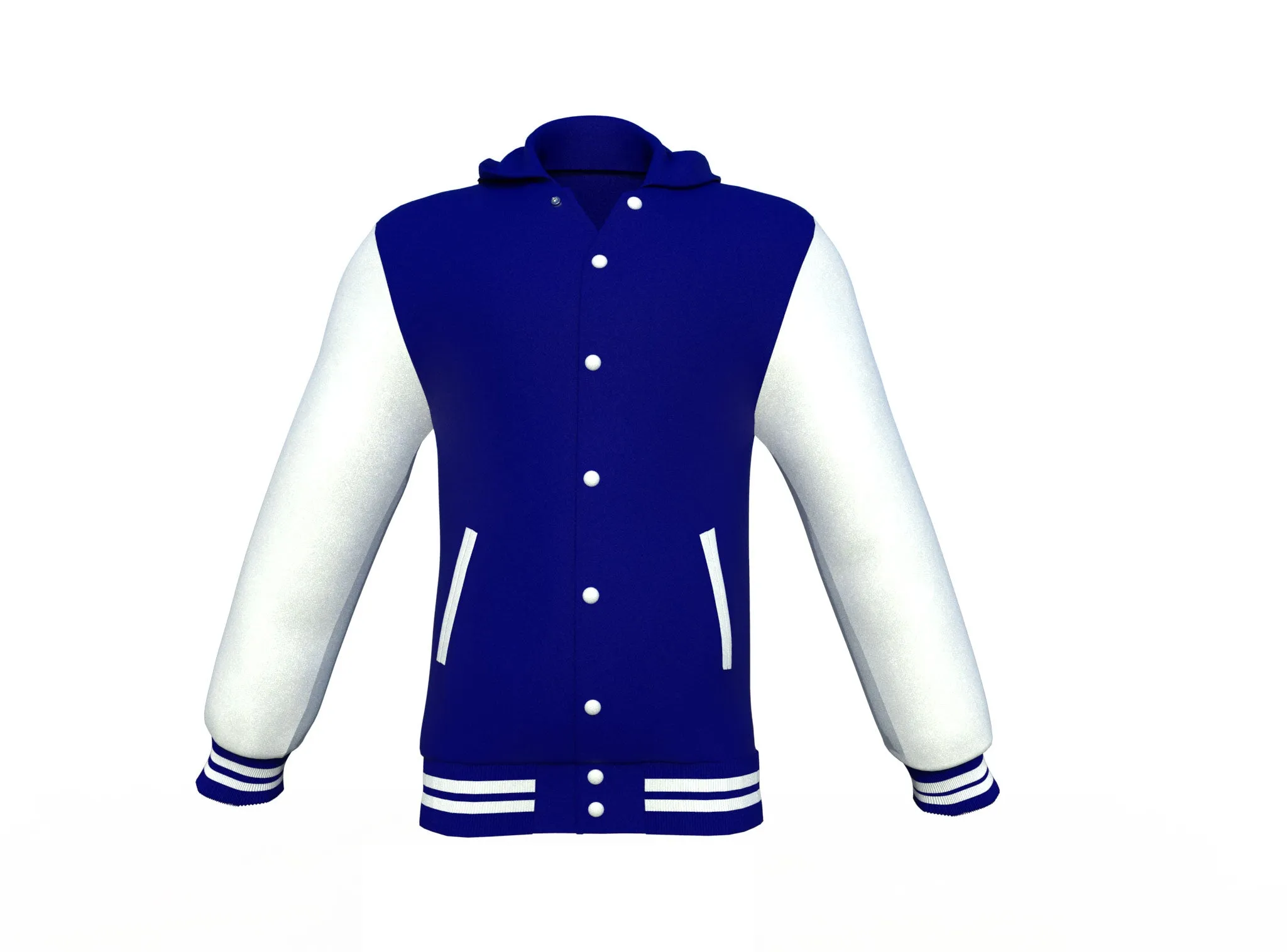 Navy Varsity Letterman Jacket with White Sleeves