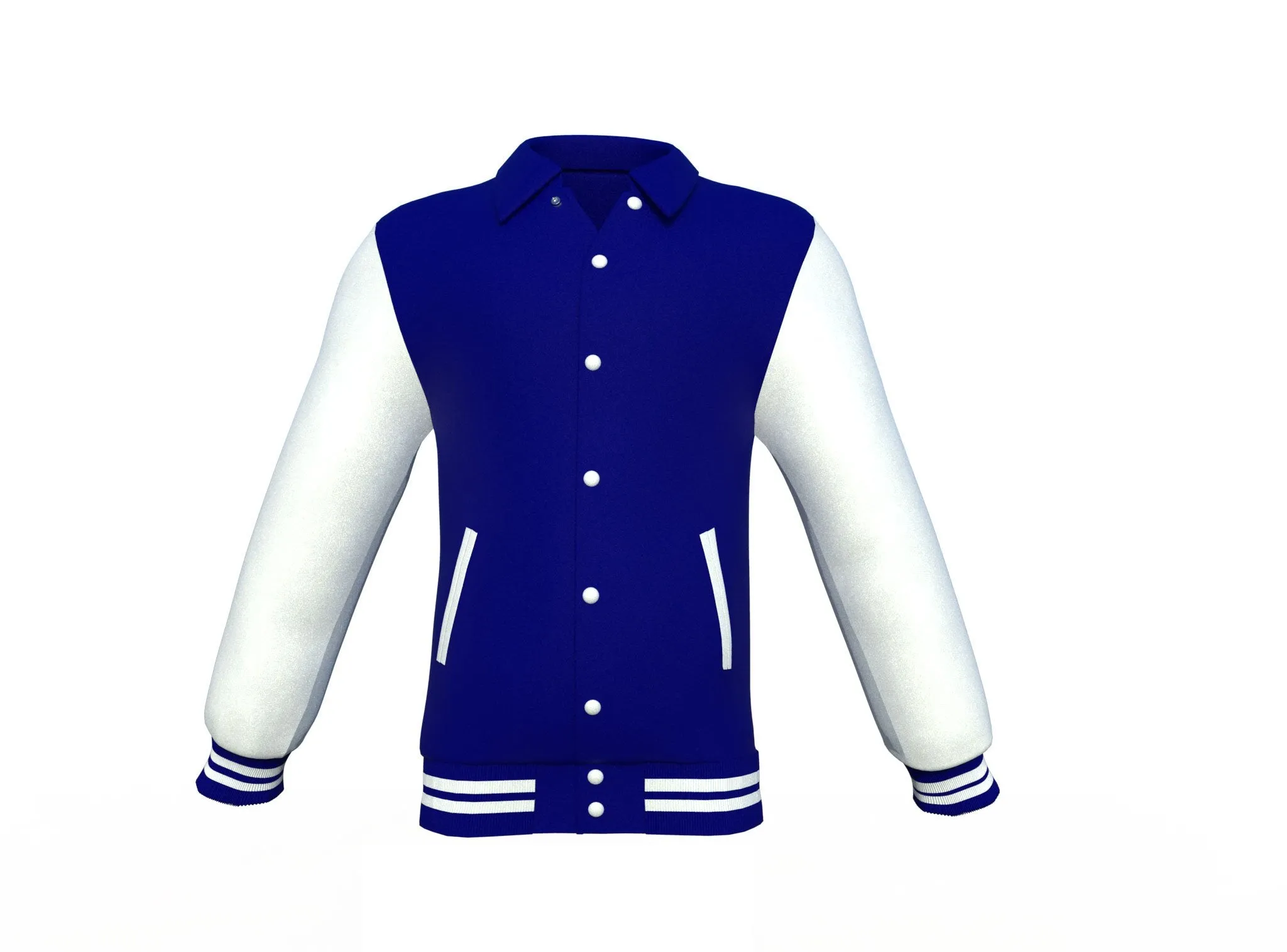 Navy Varsity Letterman Jacket with White Sleeves