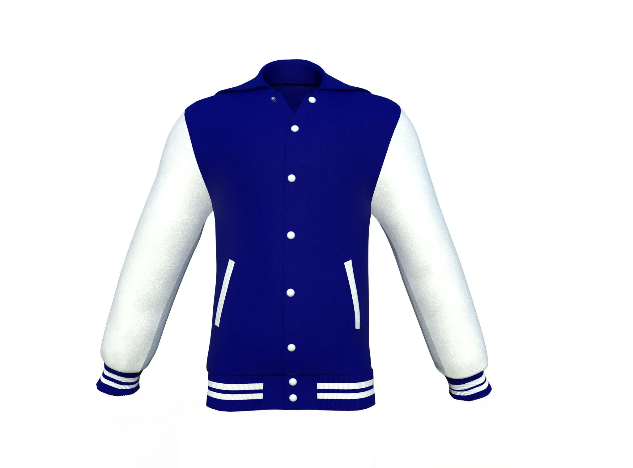 Navy Varsity Letterman Jacket with White Sleeves