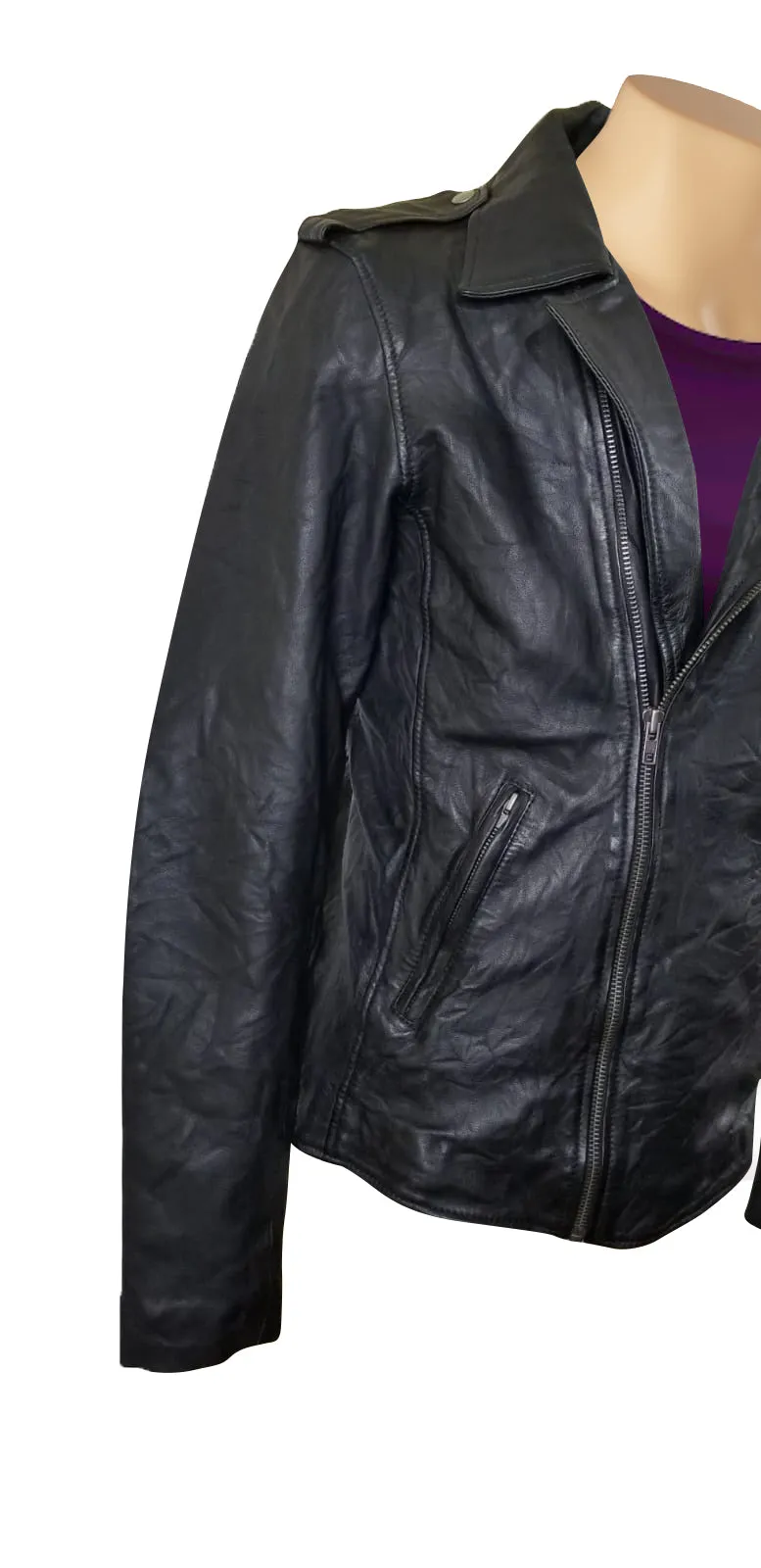 New Wrinkled Texture Leather jacket