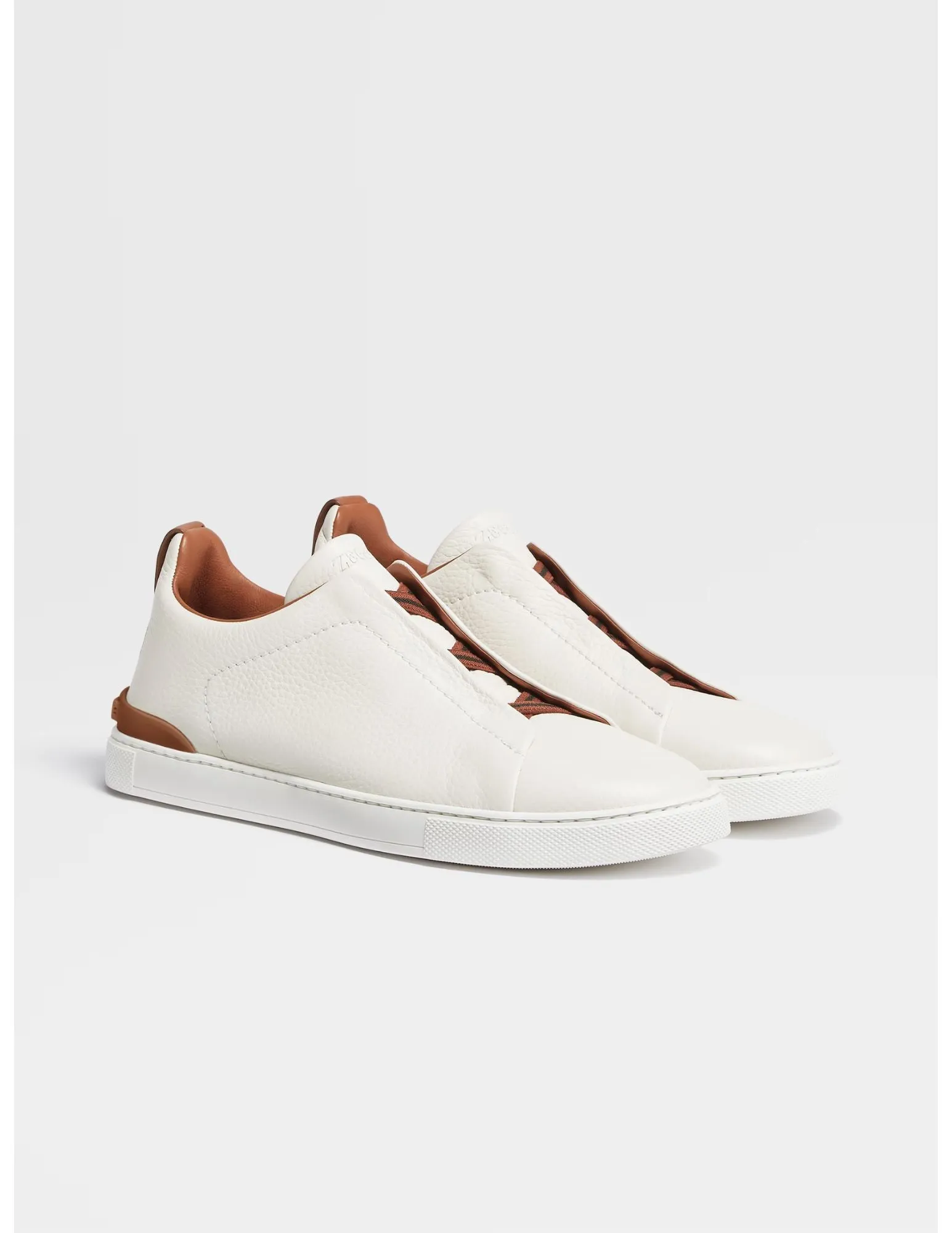 Off White Deerskin Triple Stitch Sneakers