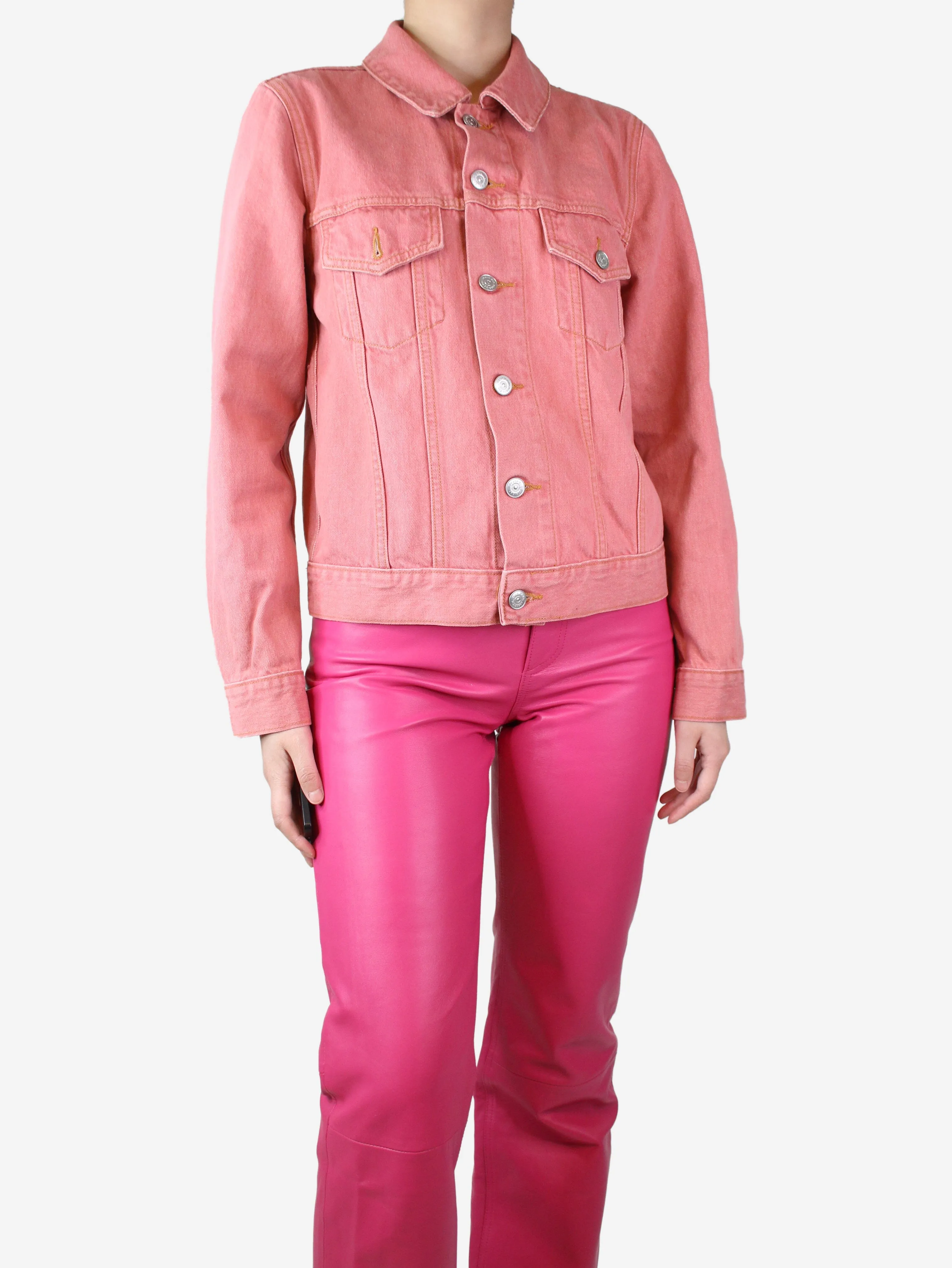 Pink denim jacket - size UK 10