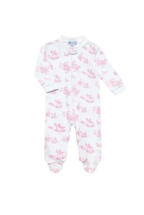 Pink Toile Zipper Footie