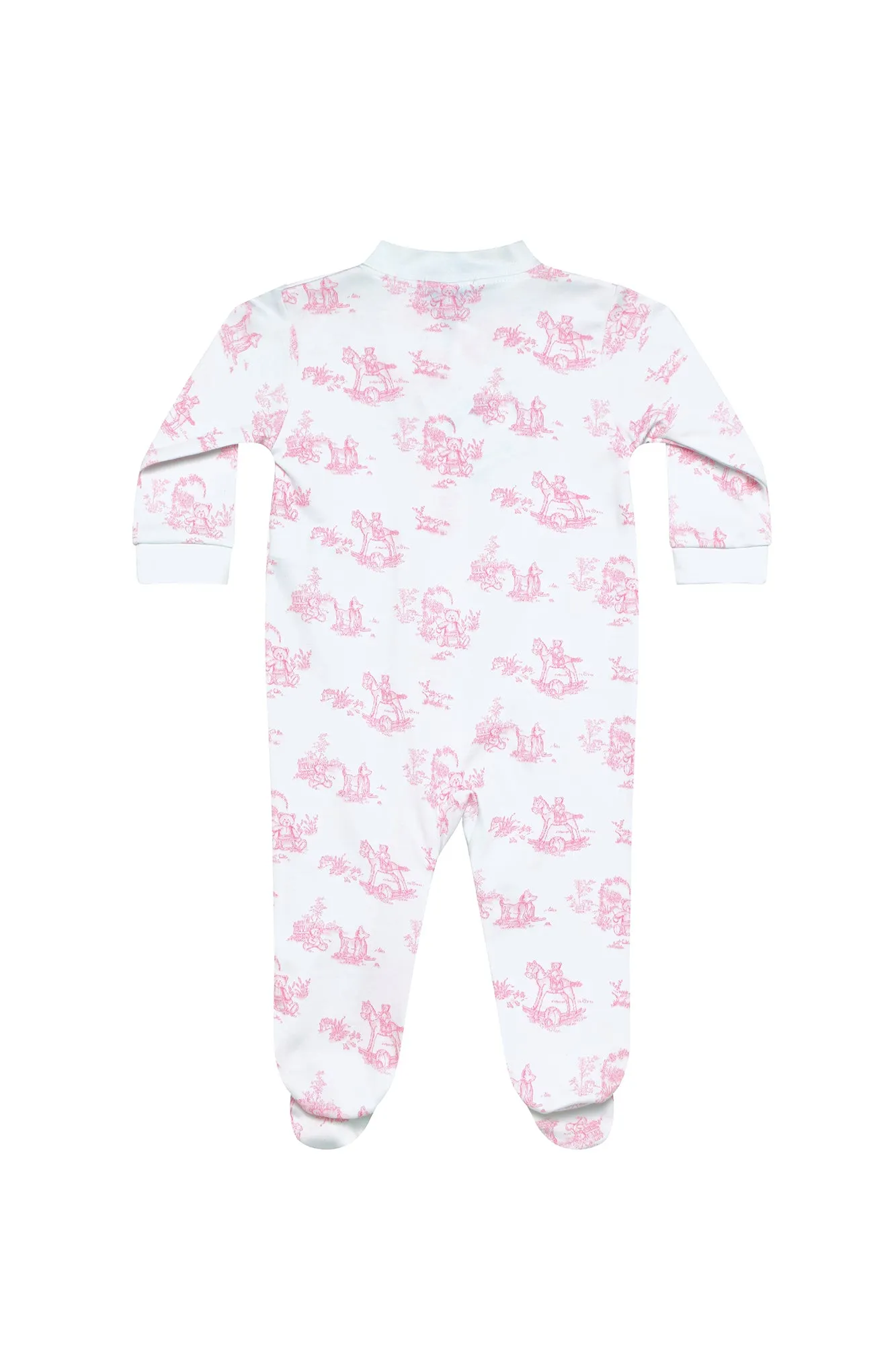 Pink Toile Zipper Footie