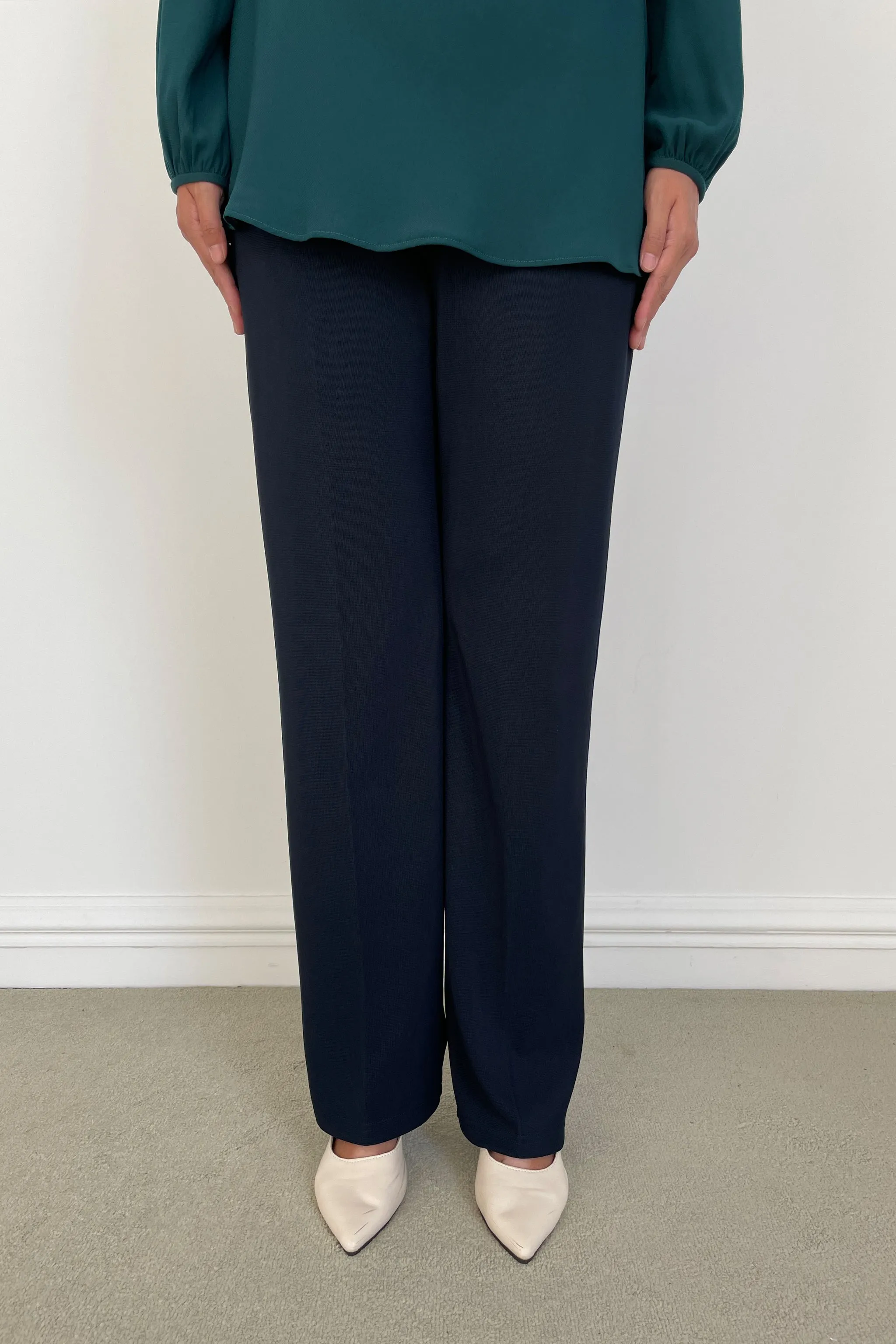 Plain Pants with Zipper Pocket - Blue