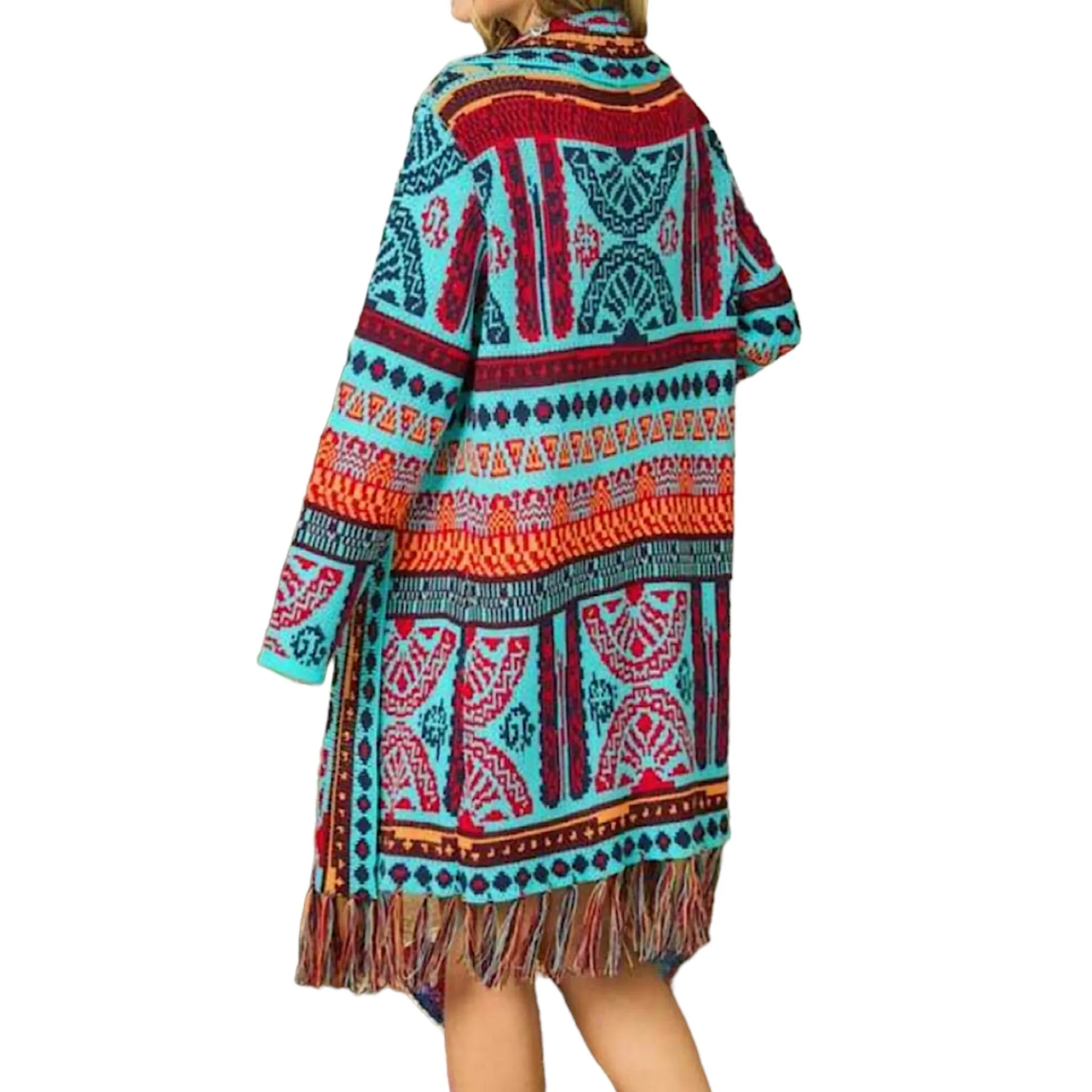 Plus Size Turquoise Tribal Cardigan